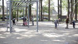 Бишкектин Биринчи май районунда жаңы сквер курулууда