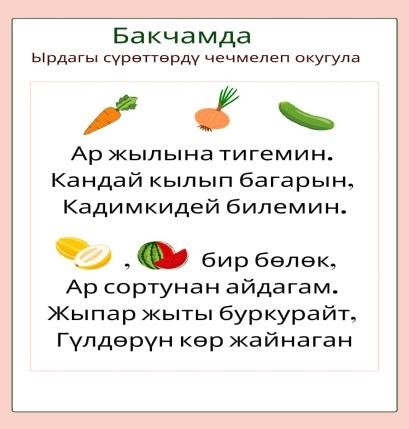 “Бакчамда”. “Кайда?” деген суроого жооп берген сөздөр