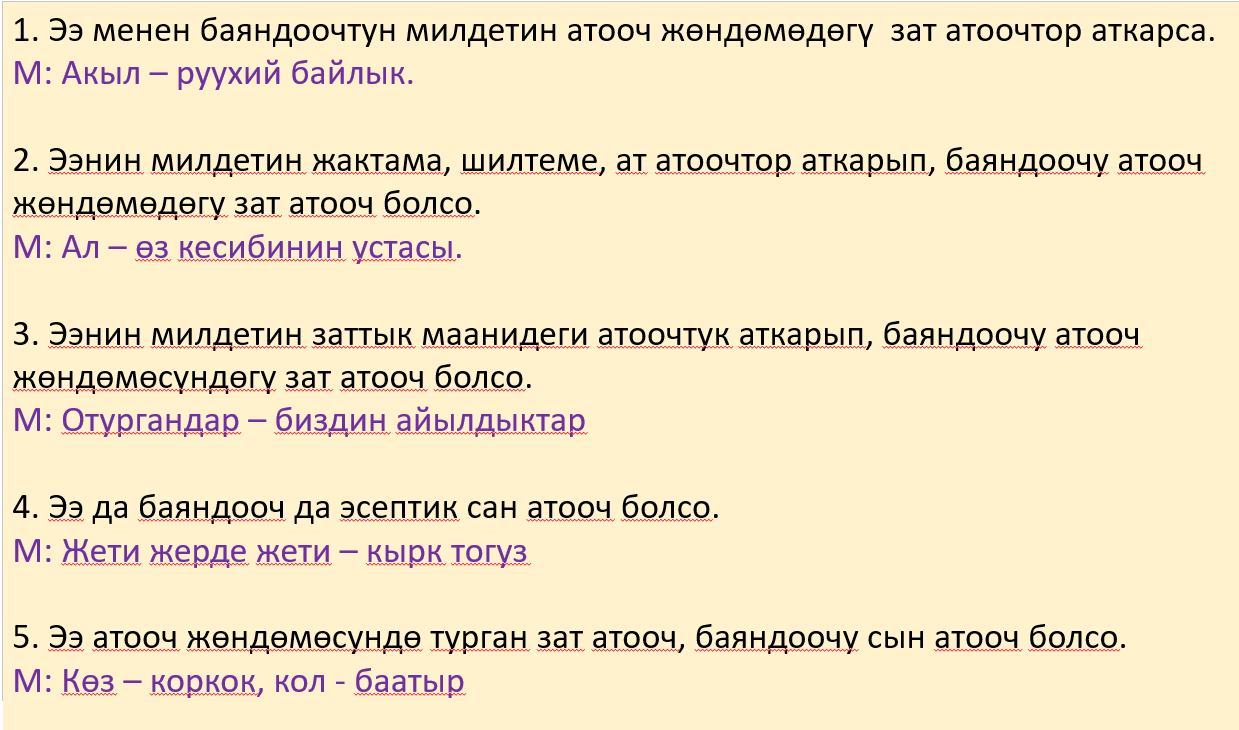 Баш мүчөлөрдүн ортосуна коюлуучу тыныш белгилер