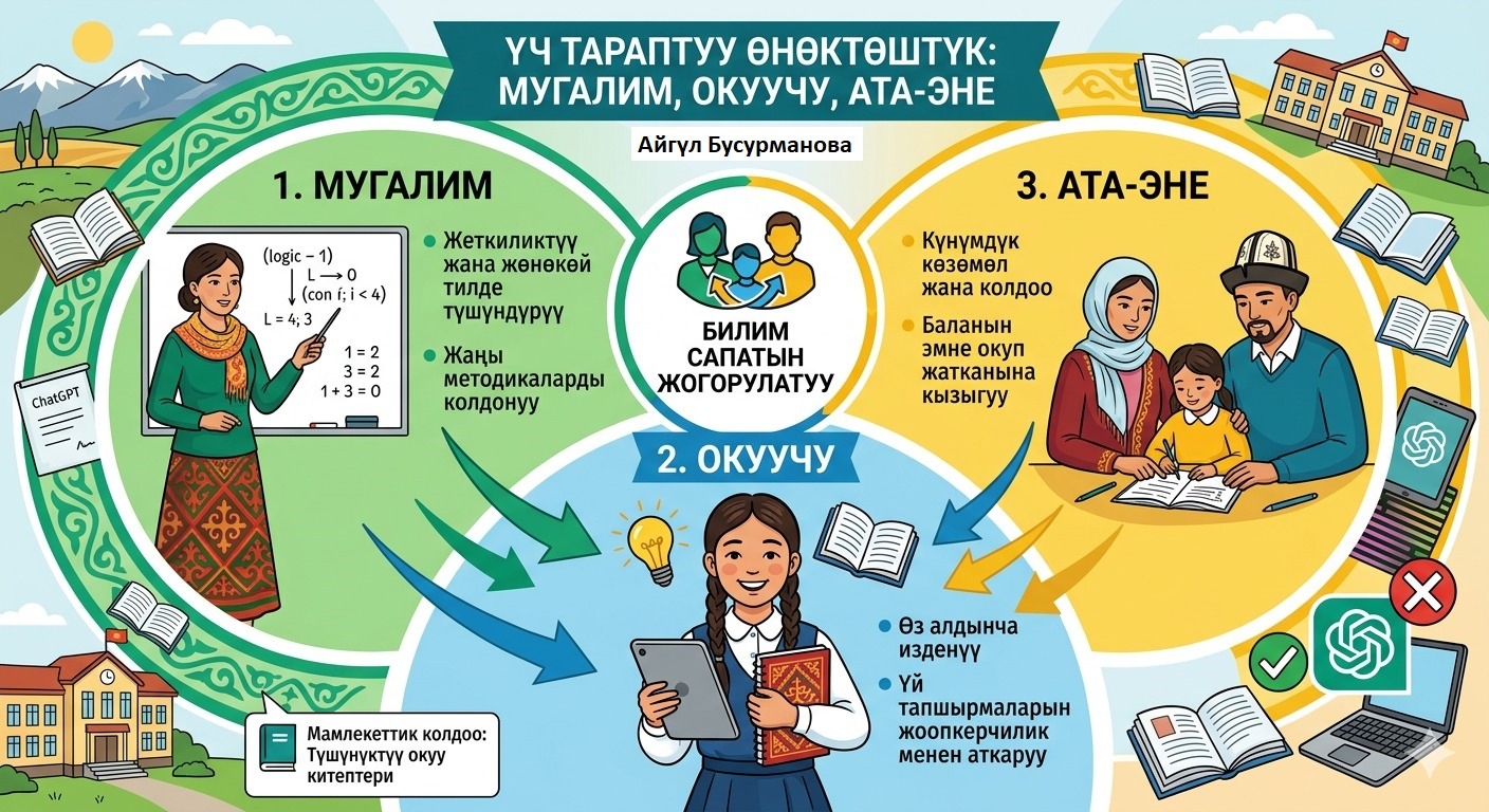 Мугалим, окуучу жана ата-эне: бирдиктүү аракет