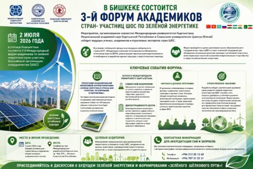 В Бишкеке состоится 3-й Форум академиков стран- участниц ШОС по зелёной энергетике