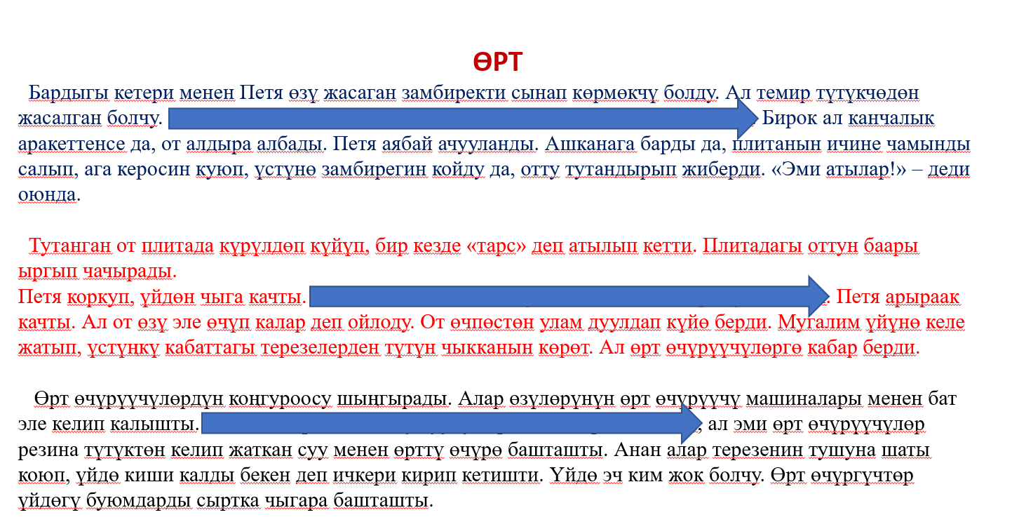 Б.Житков. "Өрт" аңгемеси, 3-класс