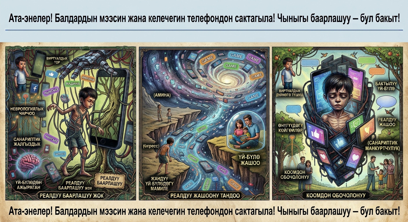 ЭКРАН АРТЫНДАГЫ КОРКУНУЧ: ТЕЛЕФОН БАЛАНЫ ӨСТҮРҮП ЖАТАБЫ ЖЕ МАҢКУРТ КЫЛУУДАБЫ?